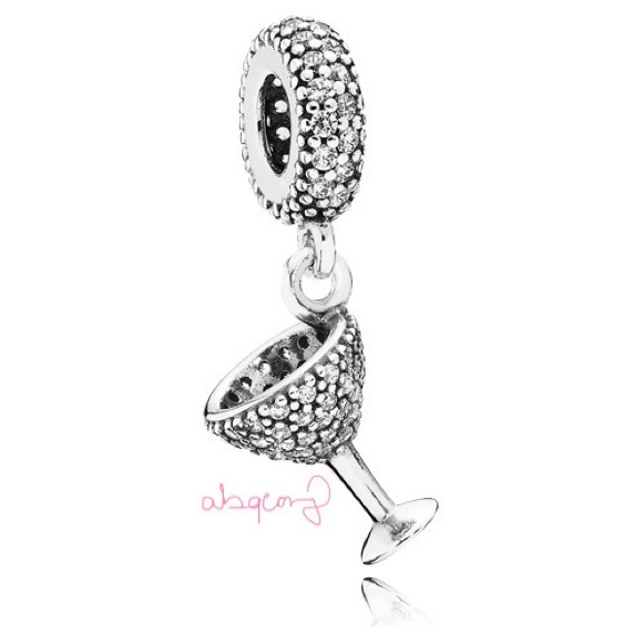 Pandora 791535CZ Sterling Silver Night Out Cocktail Glass Dangle Charm w/ CZ's - Picture 1 of 10